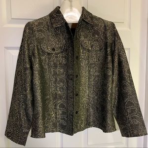 Chico’s  Black & Silver Snake Patterned Jacket Size L